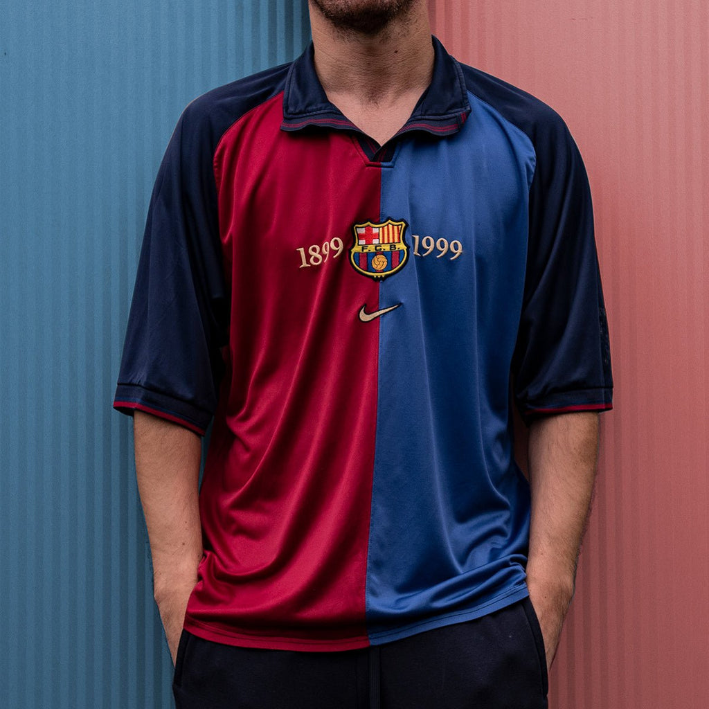 Catalan Centennial split-chest home jersey front view by Street Hub Market