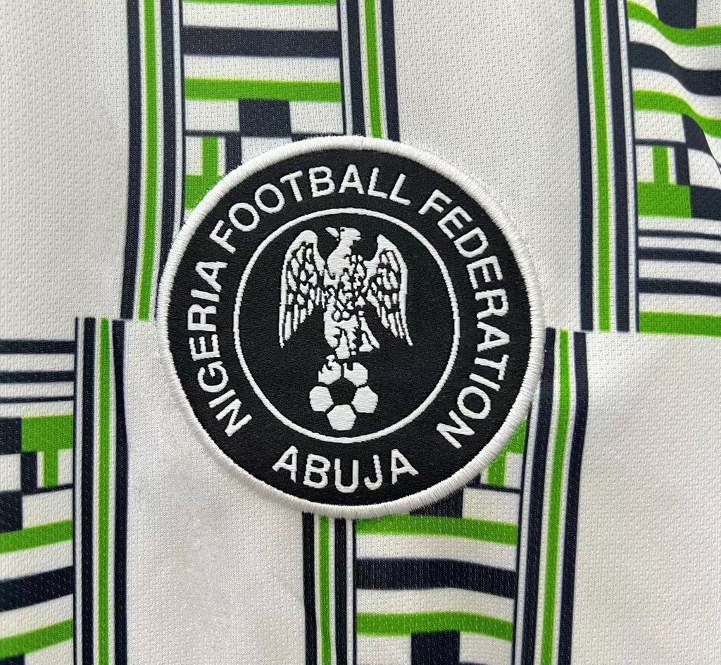 1994 West African Geometric Collared Jersey – Emerald/White - Street Hub Market