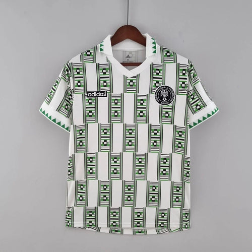 1994 West African Geometric Collared Jersey – Emerald/White - Street Hub Market