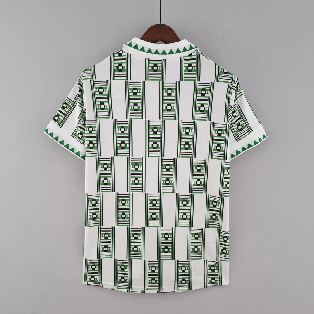 1994 West African Geometric Collared Jersey – Emerald/White - Street Hub Market