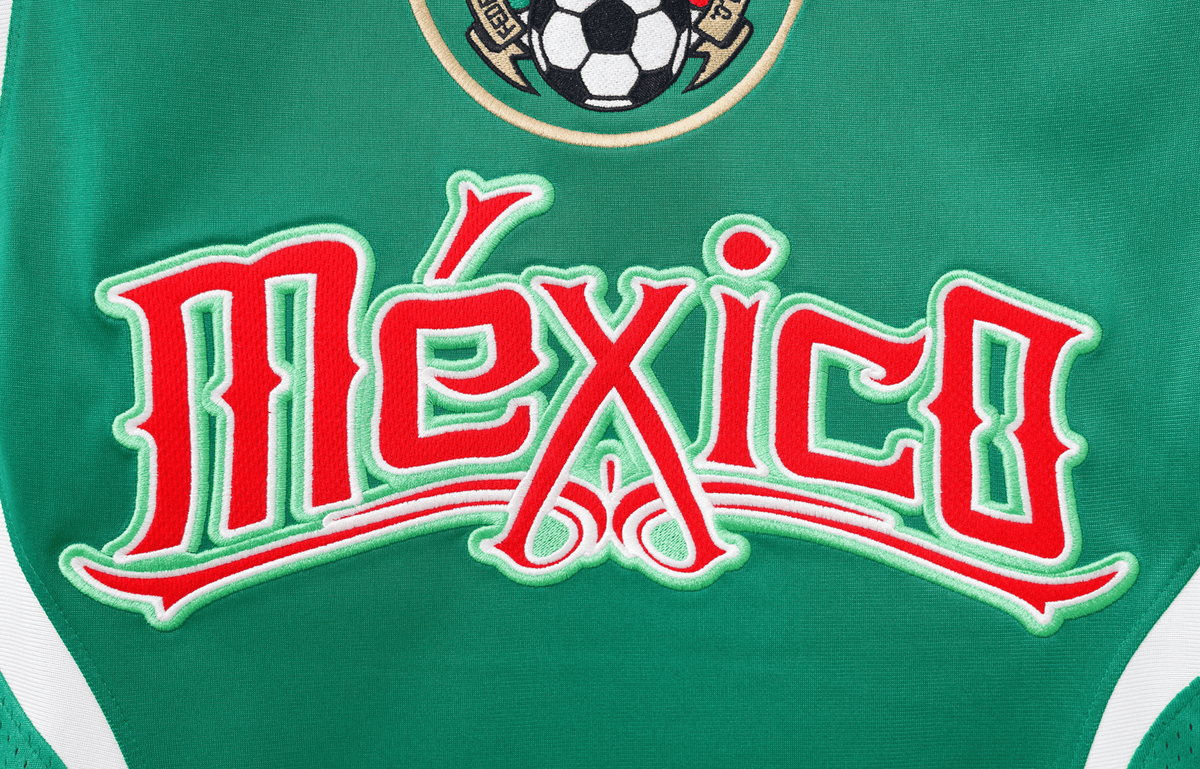Aztec Heritage Remixed Mesh V-Neck Jersey – Vivid Green/Red - Street Hub Market