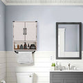 White Farmhouse Bathroom Wall Cabinet with Storage Shelf and Towel Bar - Street Hub Market